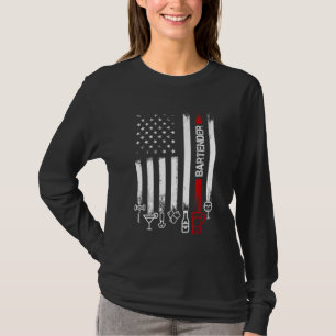 Amerikanische Flagge mit Barkeeper für Frauenvater T-Shirt