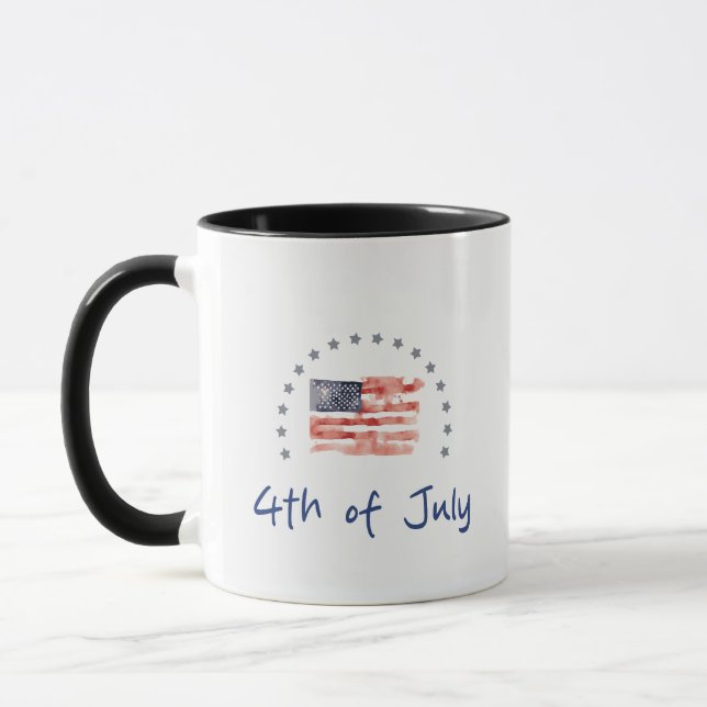 Amerikanische Flagge mit blauen Sternen Tasse (Links)