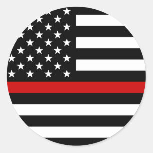 Amerikanische Flagge mit dünner roter Linie Runder Aufkleber