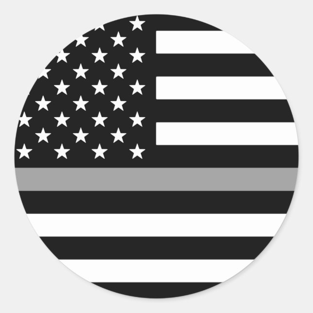 Amerikanische Flagge mit dünner Silberlinie Runder Aufkleber (Vorderseite)