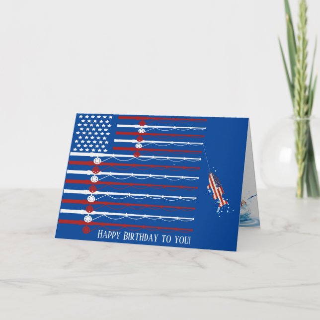 Amerikanische Flagge mit Fischen Karte (Vorderseite)