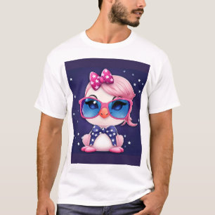 Amerikanische Flagge mit Flamingo-Cartoon-14484 T-Shirt