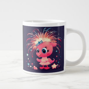 Amerikanische Flagge mit Flamingo Cartoon-69218 Jumbo-Tasse