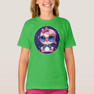Amerikanische Flagge mit Flamingo-Cartoon-69680 T-Shirt