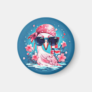 Amerikanische Flagge mit Flamingo Cartoon-69681 Magnet