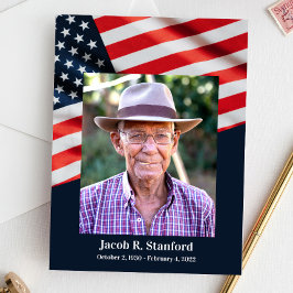 Amerikanische Flagge mit Foto-Feier des Lebens Einladung