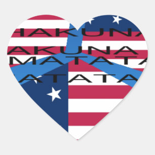 Amerikanische Flagge mit Hakuna Matata: Patriotisc Herz-Aufkleber