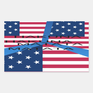 Amerikanische Flagge mit Hakuna Matata: Patriotisc Rechteckiger Aufkleber