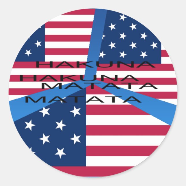 Amerikanische Flagge mit Hakuna Matata: Patriotisc Runder Aufkleber (Vorderseite)