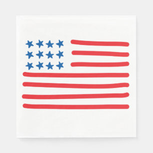 Amerikanische Flagge mit Handzeichen 4. Juli / A Serviette