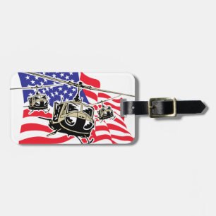 Amerikanische Flagge mit Hubschraubern Gepäckanhänger