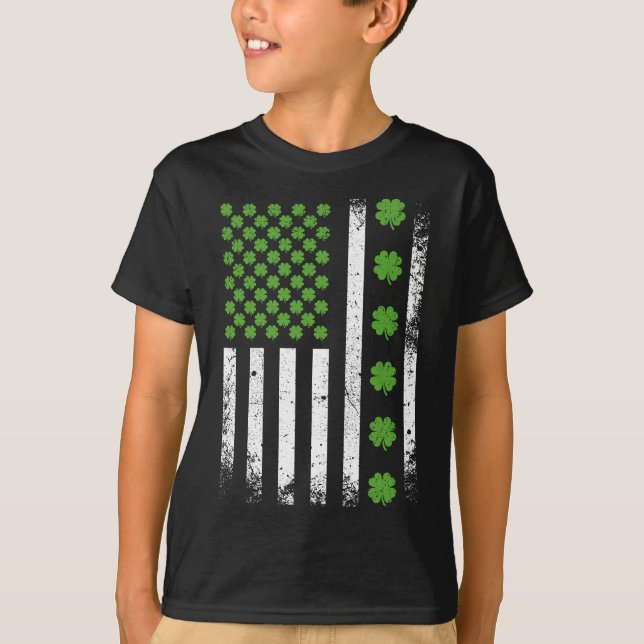 Amerikanische Flagge mit Kleeblätter Junge T-Shirt (Vorderseite)