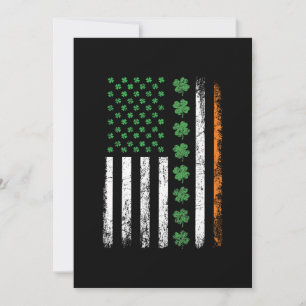 Amerikanische Flagge mit Kleeblättern St Patricks  Einladung