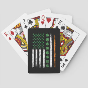 Amerikanische Flagge mit Kleeblättern St Patricks Spielkarten