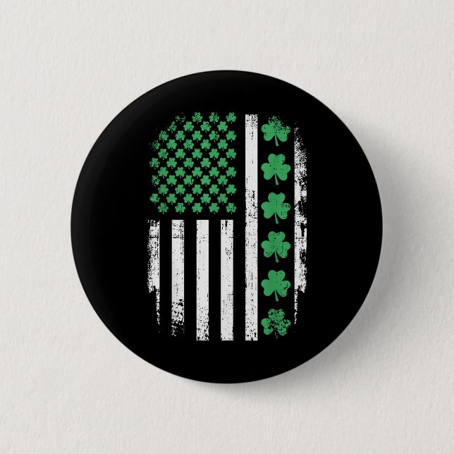 Amerikanische Flagge mit Kleeblatts für St Patrick Button (Vorderseite)