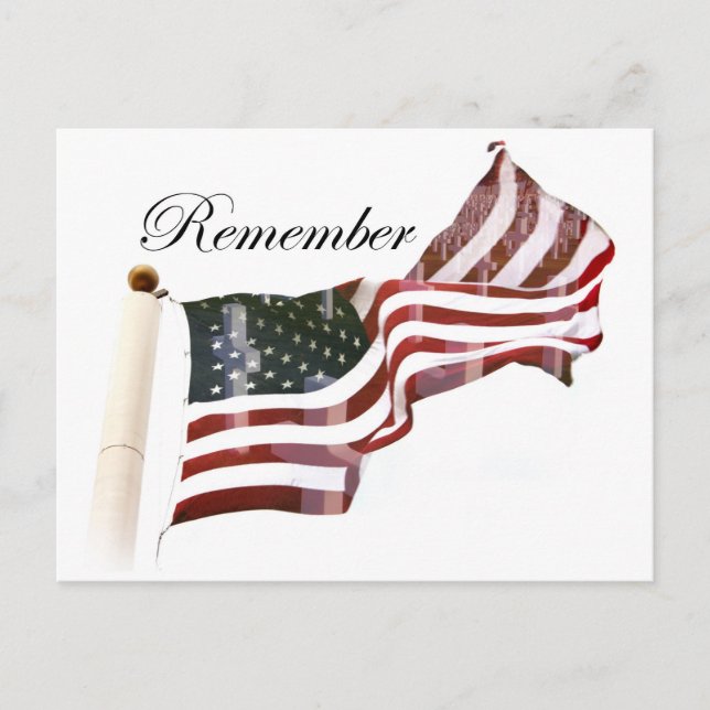 Amerikanische Flagge mit Kreuzen - denken Sie an d Postkarte (Vorderseite)