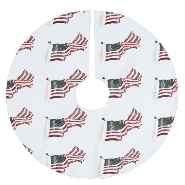 Amerikanische Flagge mit Kreuzen Polyester Weihnachtsbaumdecke (Vorderseite)