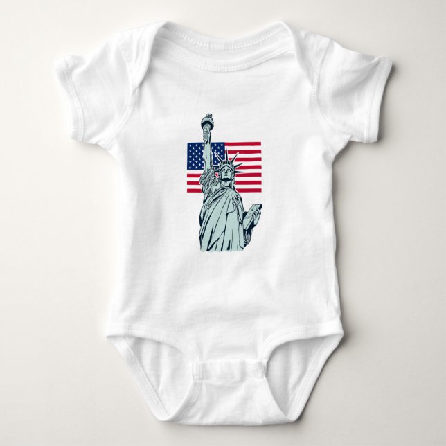 Amerikanische Flagge mit Lady Liberty Baby Strampler (Vorderseite)