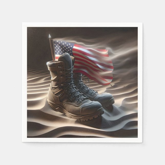 Amerikanische Flagge mit Militärstiefeln Serviette (Vorderseite)