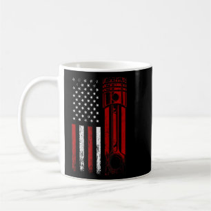 Amerikanische Flagge mit Motor-Kolben Kaffeetasse