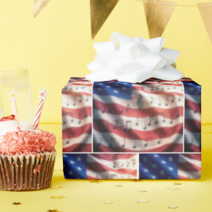 Amerikanische Flagge mit Noten Geschenkpapier