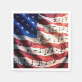 Amerikanische Flagge mit Noten Serviette