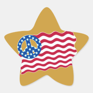 Amerikanische Flagge mit "Peace Symbol Stickers" Stern-Aufkleber
