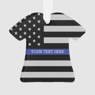Amerikanische Flagge mit personalisierter Thin Blu Ornament
