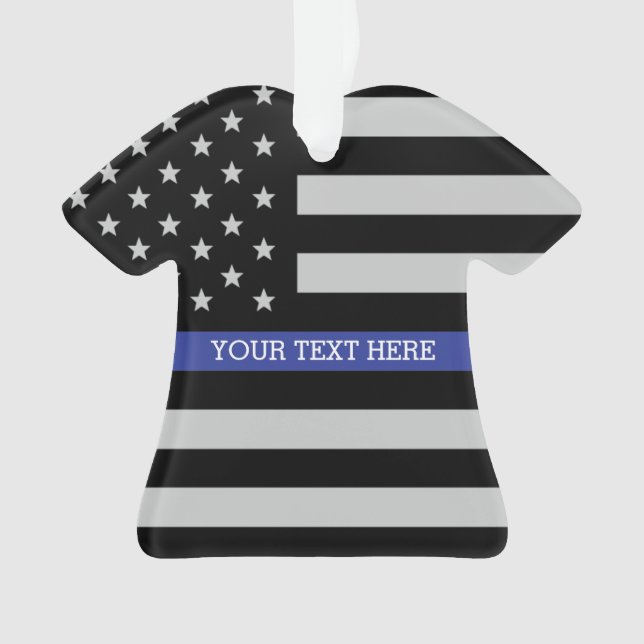 Amerikanische Flagge mit personalisierter Thin Blu Ornament (Vorderseite)