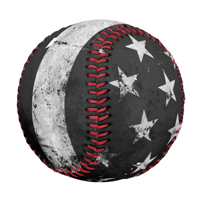 Amerikanische Flagge mit schwarzem und weißem Grun Baseball (Schrägansicht)