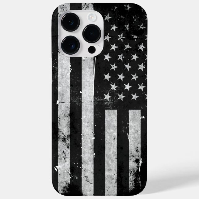 Amerikanische Flagge mit schwarzem und weißem Grun Case-Mate iPhone 14 Pro Max Hülle (Rückseite)