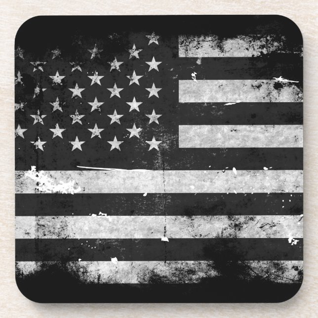 Amerikanische Flagge mit schwarzem und weißem Grun Getränkeuntersetzer (Vorderseite)