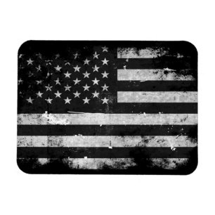 Amerikanische Flagge mit schwarzem und weißem Grun Magnet