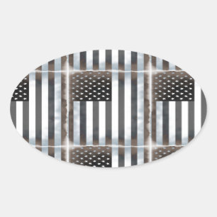 Amerikanische Flagge mit schwarzem und weißem Hint Ovaler Aufkleber