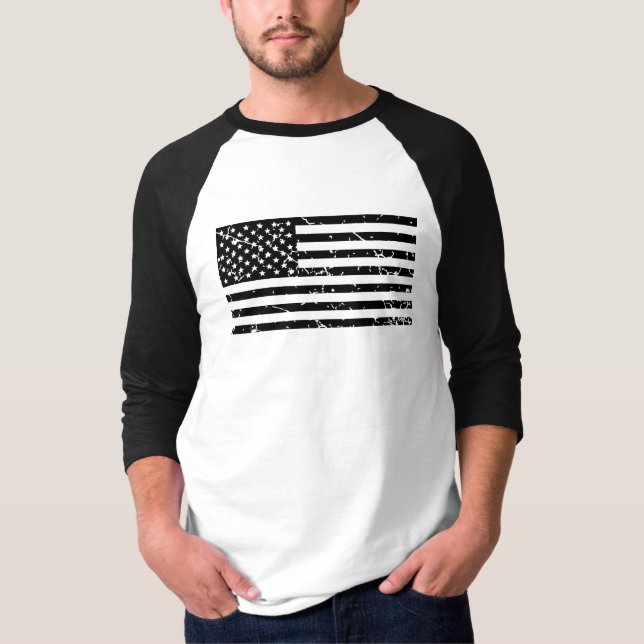 Amerikanische Flagge mit schwarzen und weißen Bekl T-Shirt (Vorderseite)
