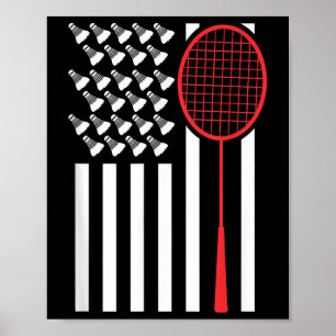Amerikanische Flagge Mit Shuttles Lustiges Badmint Poster