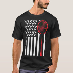 Amerikanische Flagge Mit Shuttles Lustiges Badmint T-Shirt