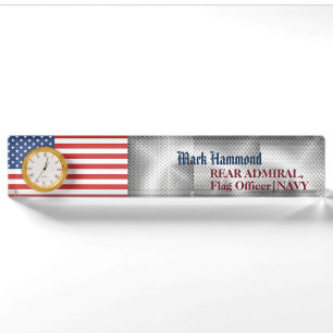 Amerikanische Flagge mit Stahlmuster Naval Acrylic Namensplakette