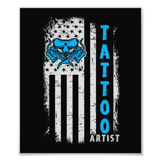 Amerikanische Flagge mit Tattoo Artist Fotodruck (Vorne)