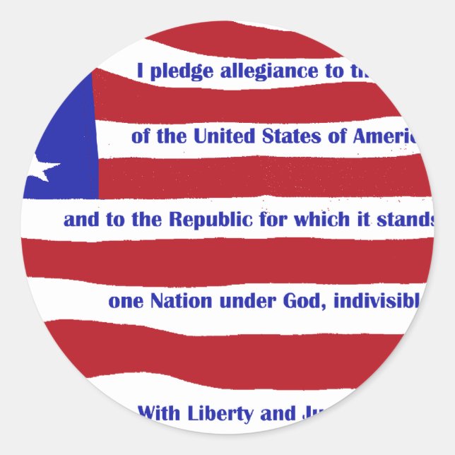 Amerikanische Flagge mit Versprechen auf Streifen Runder Aufkleber (Vorderseite)