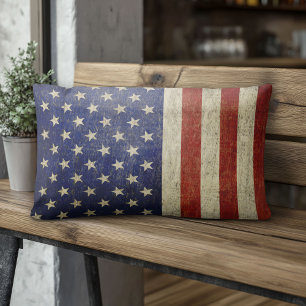 Amerikanische Flagge mit Vintager Oberfläche Lendenkissen