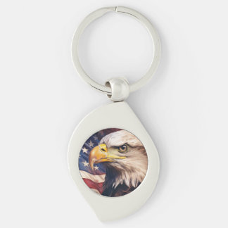 Amerikanische Flagge mit Weißkopfseeadler-Kopf Schlüsselanhänger