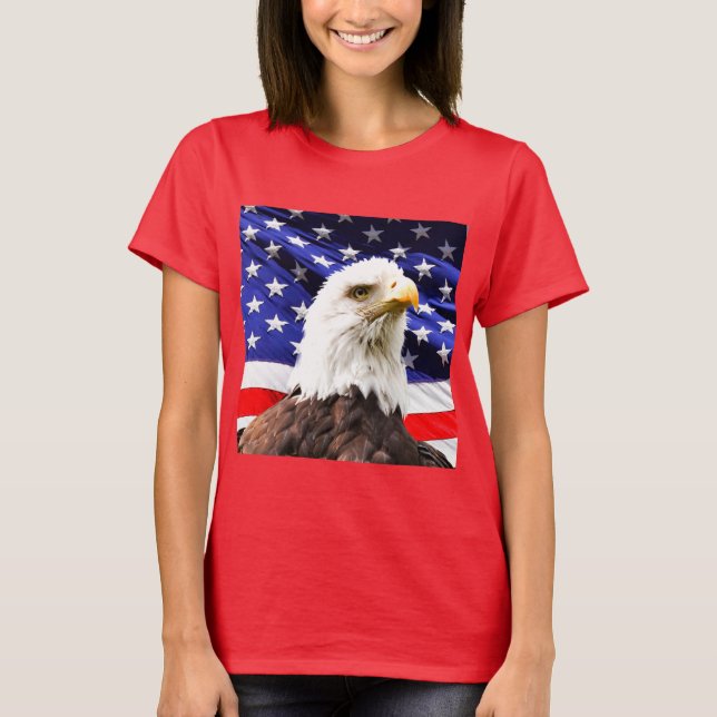 Amerikanische Flagge mit Weißkopfseeadler T-Shirt (Vorderseite)