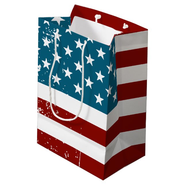 Amerikanische Flagge Mittlere Geschenktüte (Rückseite Schrägansicht)