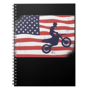 Amerikanische Flagge Motocross Notizblock