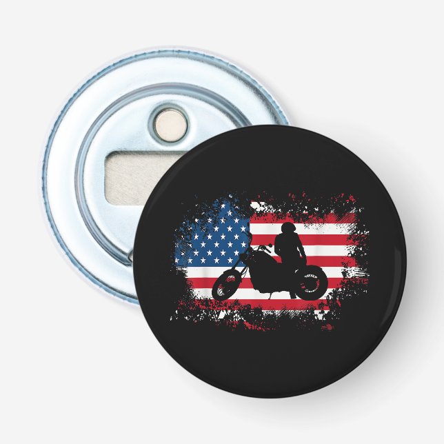 Amerikanische Flagge Motorrad Funny Sport Lover Flaschenöffner (Vorderseite)