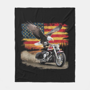 Amerikanische Flagge Motorrad T-Shirt USA-Flagge B Fleecedecke