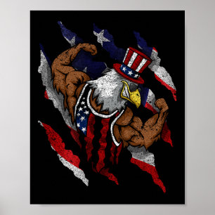 Amerikanische Flagge Muskelbaldadler Fahrrad Flexi Poster