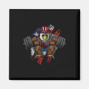 Amerikanische Flagge Muskelbär Adlere Bike Flexing Magnet