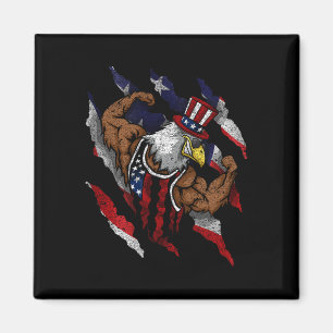 Amerikanische Flagge Muskelbäriger Weißkopfseeadle Magnet